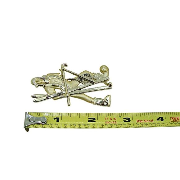Vintage AJC Womens Golden Girl Tennis Soccer Golf Ski Hockey Brooch Pin 1.5X2.5" - Picture 8 of 10
